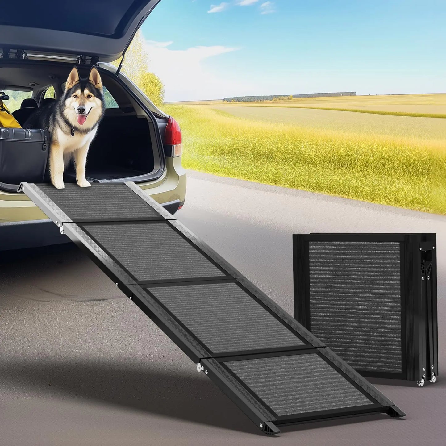 GoldenPaw™ EasyRise Max — Extra-Long Folding Car Ramp